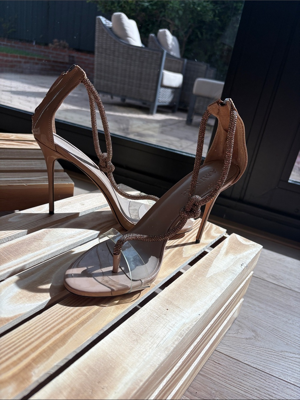 Aminah abdul Jilil crystal rope clear/silver sandal/heal